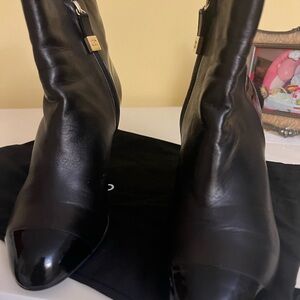 CHANEL Black Leather Ankle Booties
